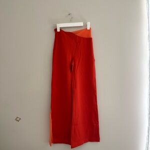 Staud Red Orange Wide Leg Colorblock Pants Size XS
